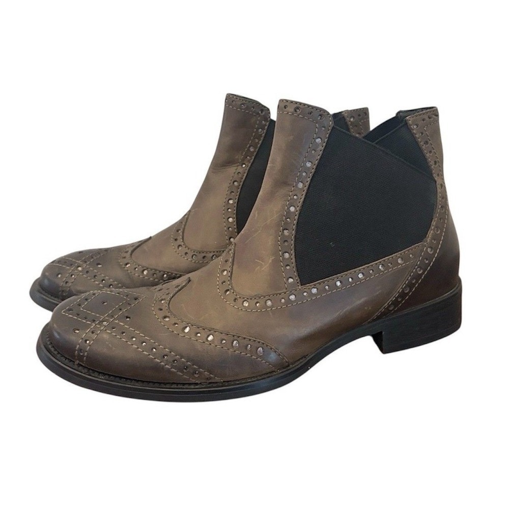 Donald Pliner Chelsea Boots Wingtip Brogue Brown Leather Western Men's Size 10 - Picture 13 of 13